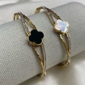 Gold Stainless Steel Clover Bracelet